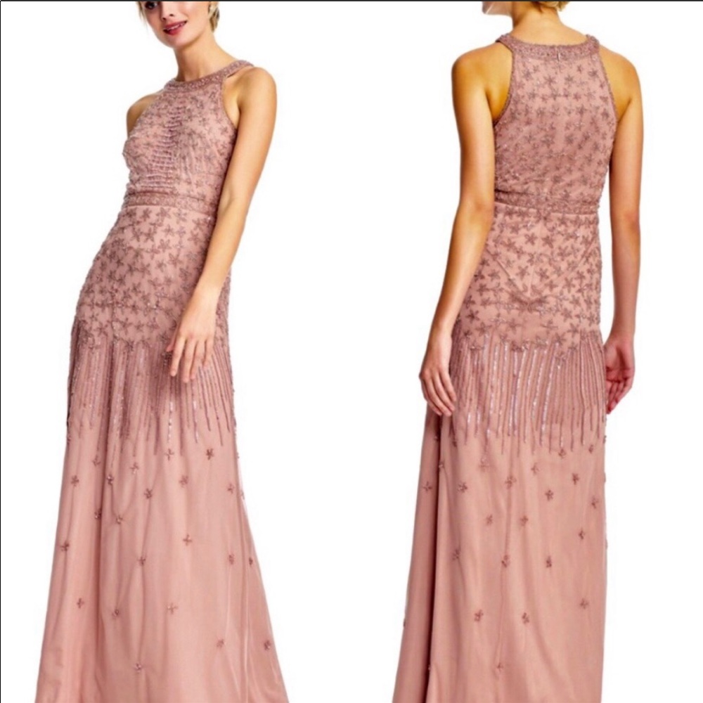 Adrianna Papell Embellished Mesh Gown